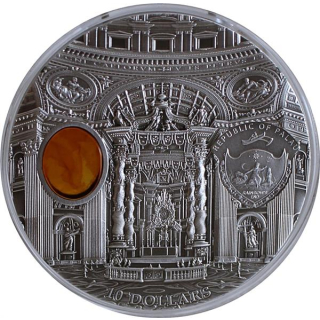 2 oz Palau 2013 Antique Bernstein - PETERSDOM St. PETER BASILICA  Vatikan - Mineral Art Serie - Amber - 10 $