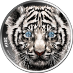 1 oz Kamerun 2019 Proof - Wildlife Tiger mit 2 x 0,03 ct Diamant Fancy Blue - 1000 Francs