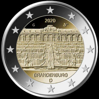 2 Euro Set Deutschland 2020 Brandenburg Schloss Sanssouci  Mz. G (Karlsruhe)