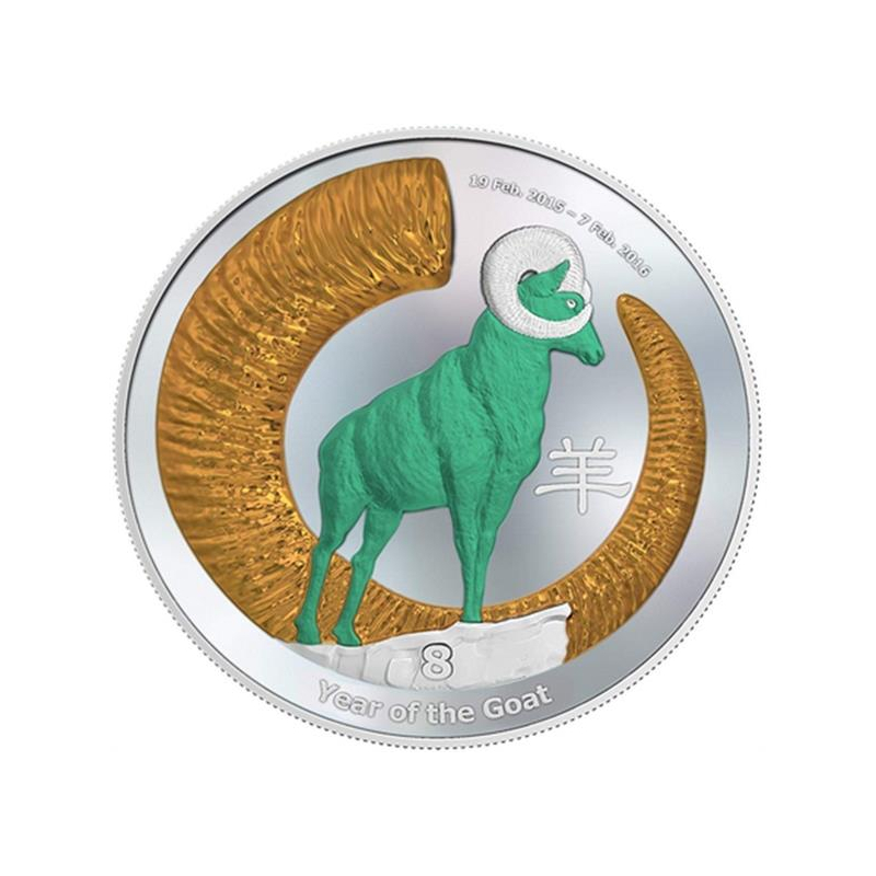Niue Islands 2 Dollar Chinesicher Lunar Kalender Jahr des Ziege color 