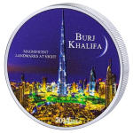 2 oz Silber Elfenbeinküste 2017 Magnificent Landmarks at Night Burj Khalifa - UV - Effekt - 2,000 Frs