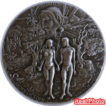 5 Unzen Silber Benin - Garten Eden Adam und Eva - GARDEN OF EDEN - 2019 Antique Finish