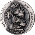 1 Unze Silber High Relief 40/4 Ruanda Nautical Ounce Mayflower 2020 extra tiefes Relief 50 RWF