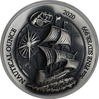 3 oz Ruanda 2020 Antique - MAYFLOWER - extra tiefes Relief Nautical Ounce - Silber antique finish - 1000 RWF - Neue Echtbilder !