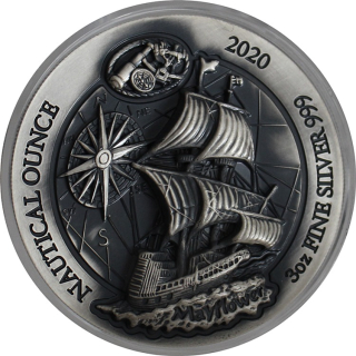 3 Unzen Silber Ruanda 2020 Nautical Ounce - MAYFLOWER - extra tiefes Relief 1000 RWF - Neue Echtbilder !
