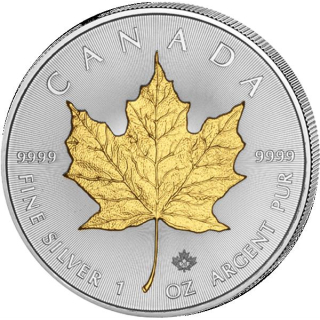 1 Unze Silber Maple Leaf 2020 Kanada teilvergoldet gilded