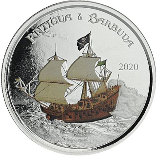 ab Lager** 1 oz Antigua und Barbuda 2020 Proof - Piratenschiff RUM RUNNER (3) Silber Color EC8 Serie - 2$