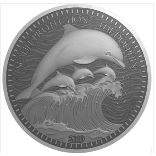 1 Unze Silber Kamerun Delfin Dolphin 2019 Proof 1000 Francs