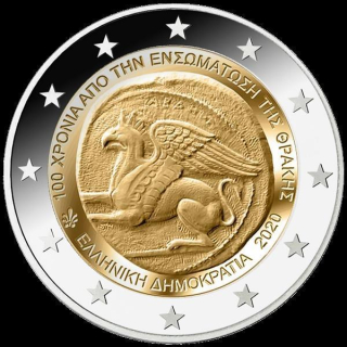 2 Euro Griechenland 2020 100. Jahrestag der Vereinigung Thrakiens mit Griechenland