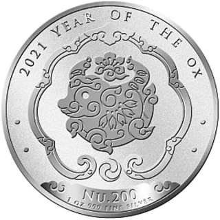 AURINUM*SUMMER*SALE** 1 oz Silber Ochse (Ox) Lunar III 2021 Bhutan